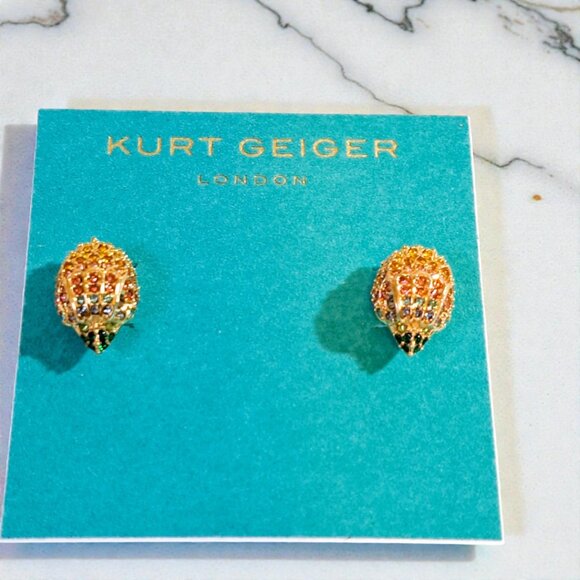 Kurt Geiger London Signature Pav Gold Rhinestone Eagle Stud Earrings NWT - Picture 2 of 10